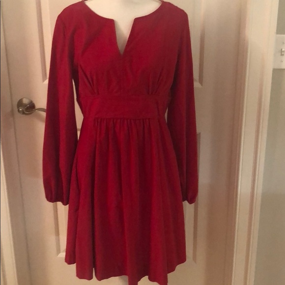 KACYE HUGHES Dresses & Skirts - KACYE HUGHES Red Corduroy 100% Cotton Dress Sz 12